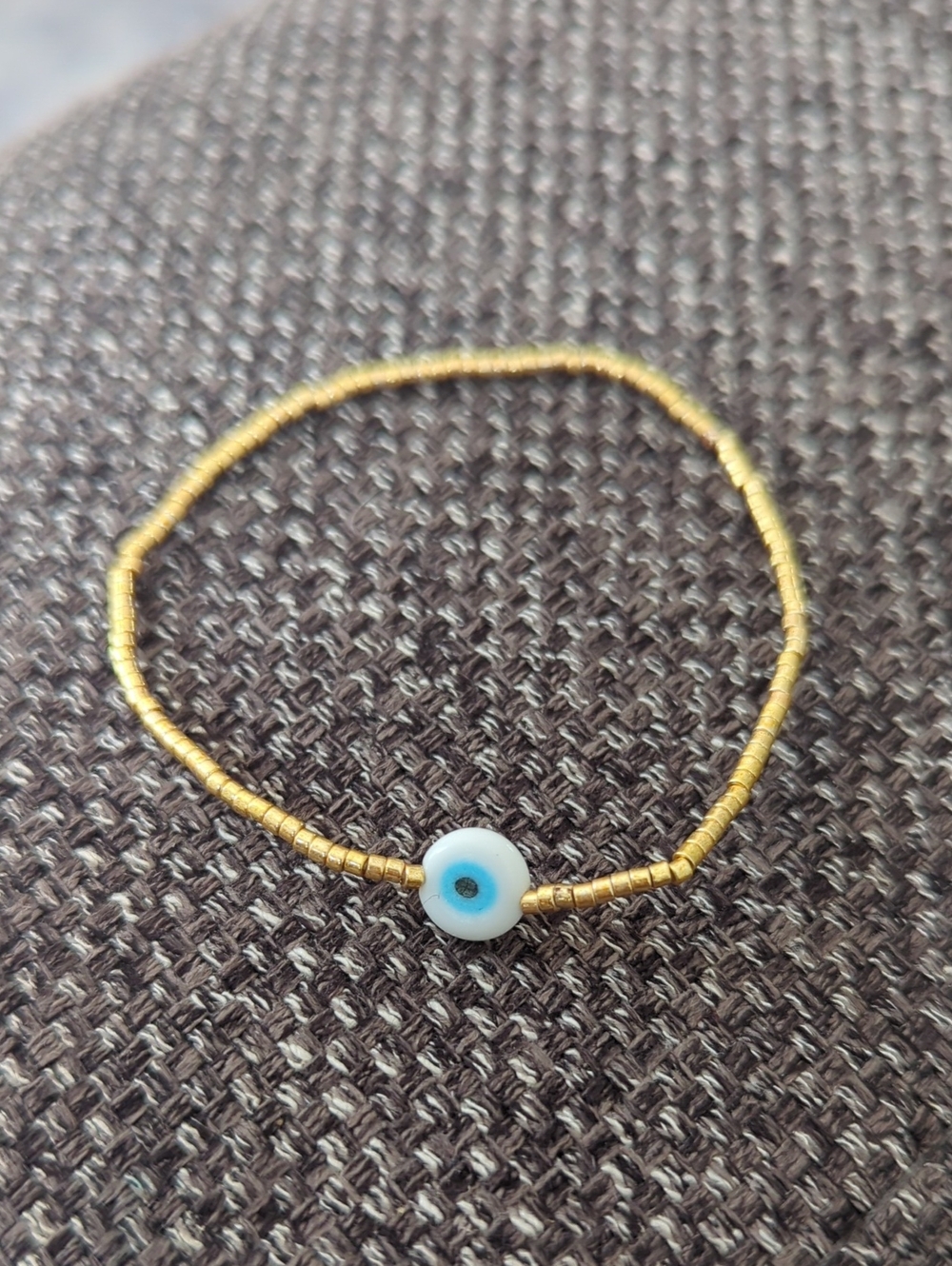 Brand Handmade New Gold Beaded Bracelet with Blue Evil Eye Charm